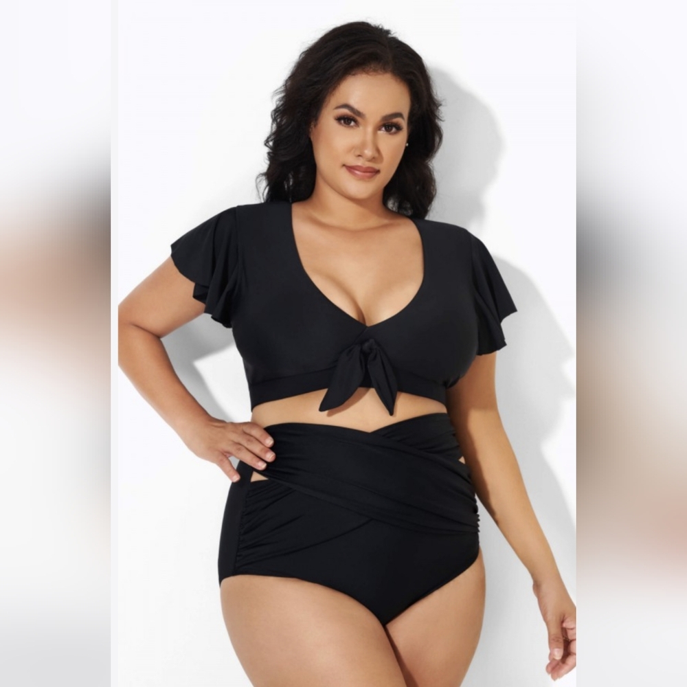 Black Flutter Sleeve Bikini